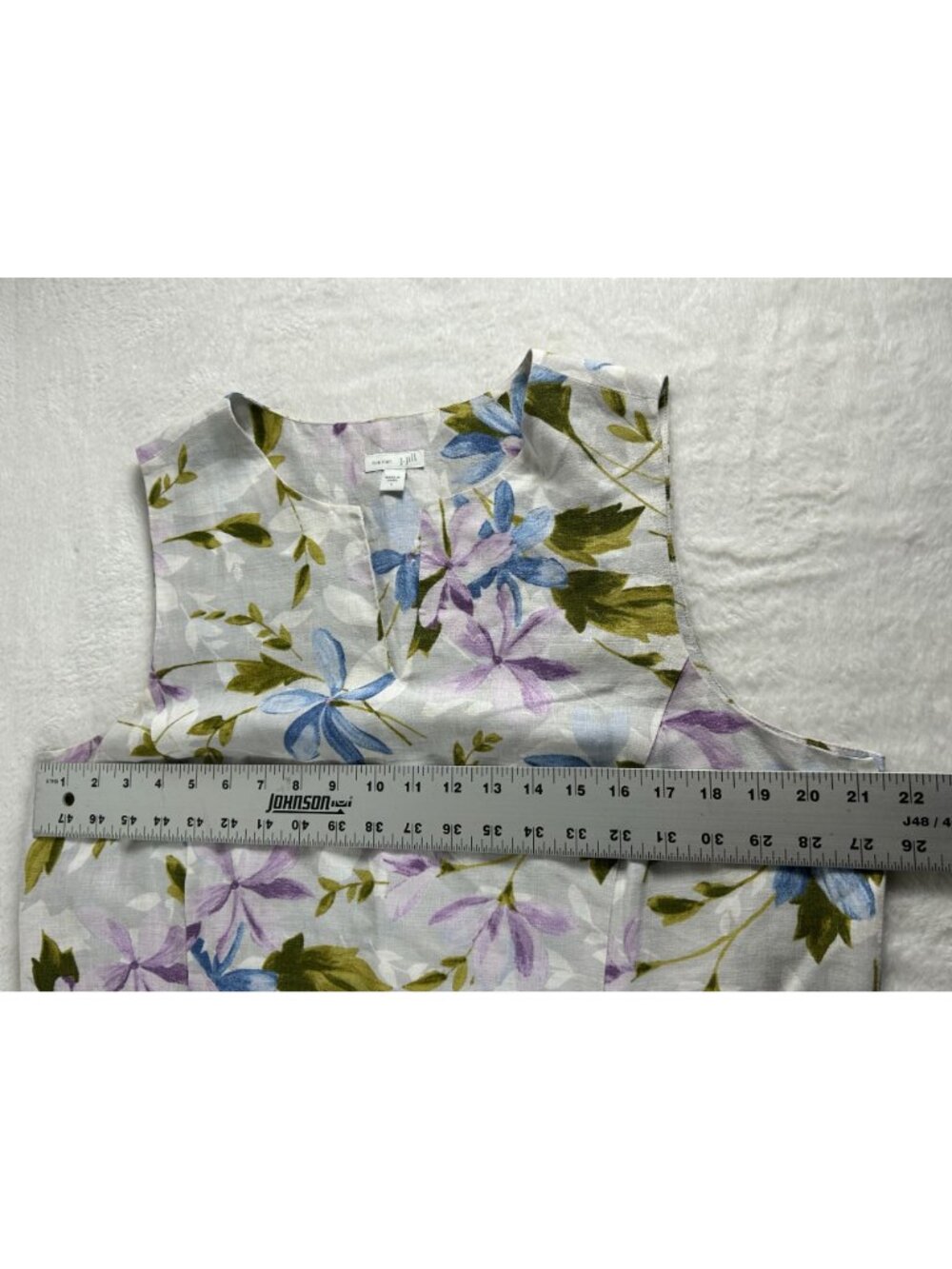 J. Jill Love Linen Womens Floral Sleeveless Dress Large Purple Blue Botanical - Picture 6 of 10